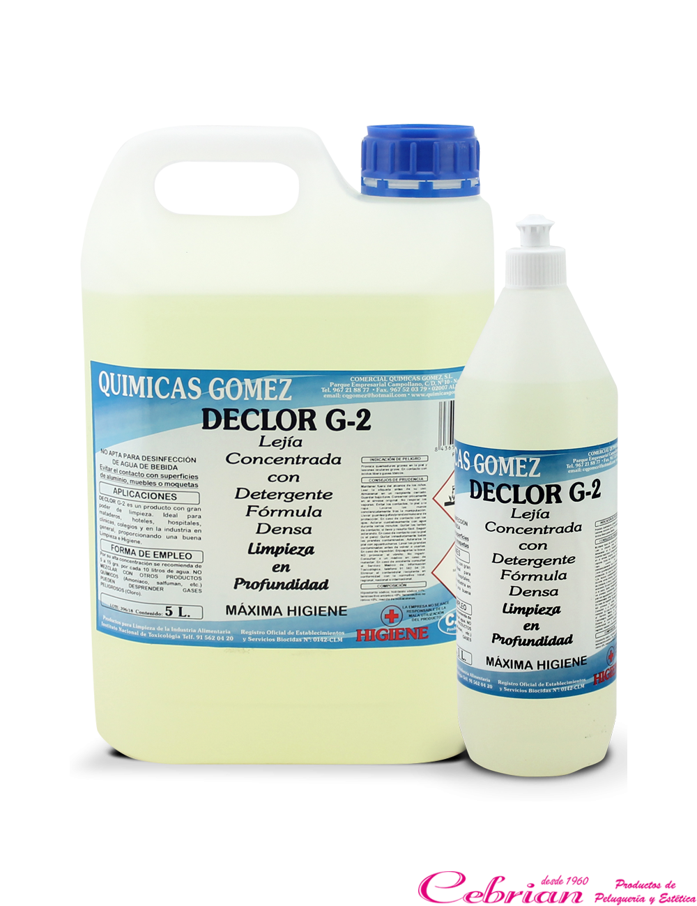 Gruñido Mecánicamente mi DECLOR G-2 Limpiador con lejía concentrada y detergente. Formula densa 5 L.  | Cebrián